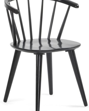 Spisebordsstol Kave Home Trise   Massiv Sort Gummitræ H77xb53xl54 Cm Klassisk Design
