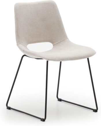 Spisebordsstol Kave Home Zahara Beige Stof Med Sort Pulverlakerede Stålben