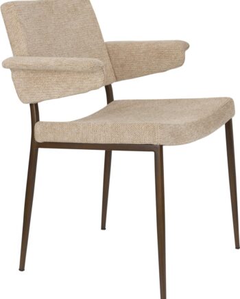 Spisebordsstol Med Armlæn Dutchbone Portland   Stenlysgrå Polyester Med Antikfinish Stålben