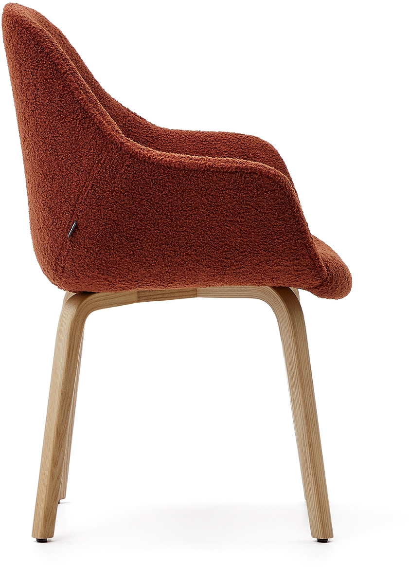 Spisebordsstol Med Armlæn Kave Home Aleli Terracotta Natur Asketræ Nordisk Design