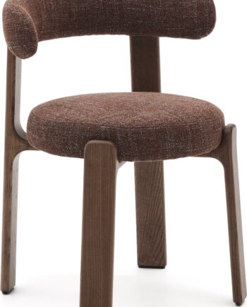 Spisebordsstol Med Armlæn Kave Home Granite Brun Chenille Og Massiv Asketræ