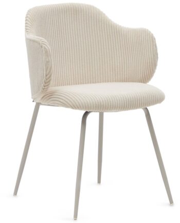 Spisebordsstol Med Armlæn Kave Home Yunia Polstret Corduroy Beige