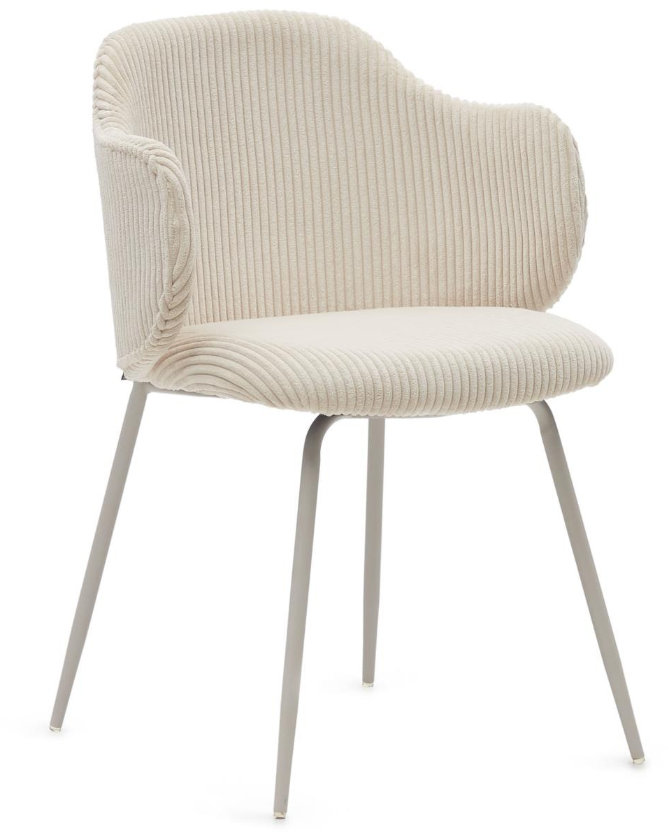 Spisebordsstol Med Armlæn Kave Home Yunia Polstret Corduroy Beige