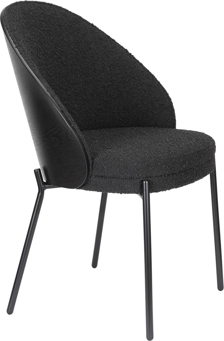 Spisebordsstol   Spisestol Dutchbone Rodin Antracit Askefinér Ryglæn Polyesterbetræk Metalben H85xb55xl56 Cm