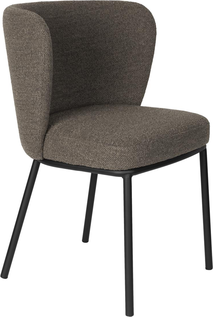 Spisebordsstol Studio White Guus Askegrå Polstret Slidstærkt Polyester Med Sorte Metalben Ergonomisk Design