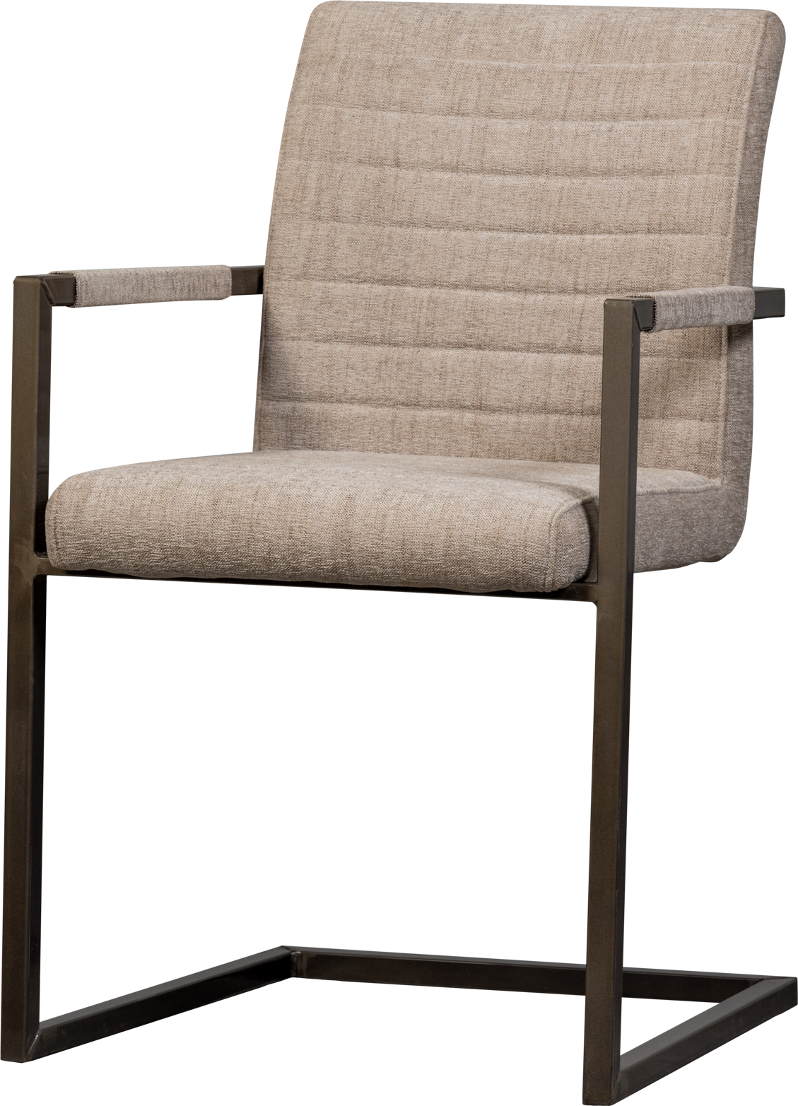Spisebordsstol Woood Bas   Sand Vintage Pu-læder Ribbet  Sort Metalramme  H87xb54xd62 Cm