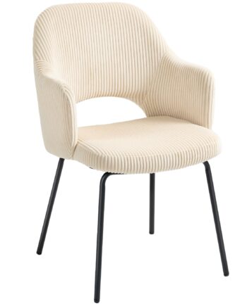Spisestol  Corduroy-polstring  Skalform  Metalben  Fodhynde  Beige