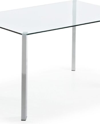 Spisestuebord Kave Home Spot   Klart Hærdet Glas Med Forkromede Stålben   Moderne Design   Plads Til