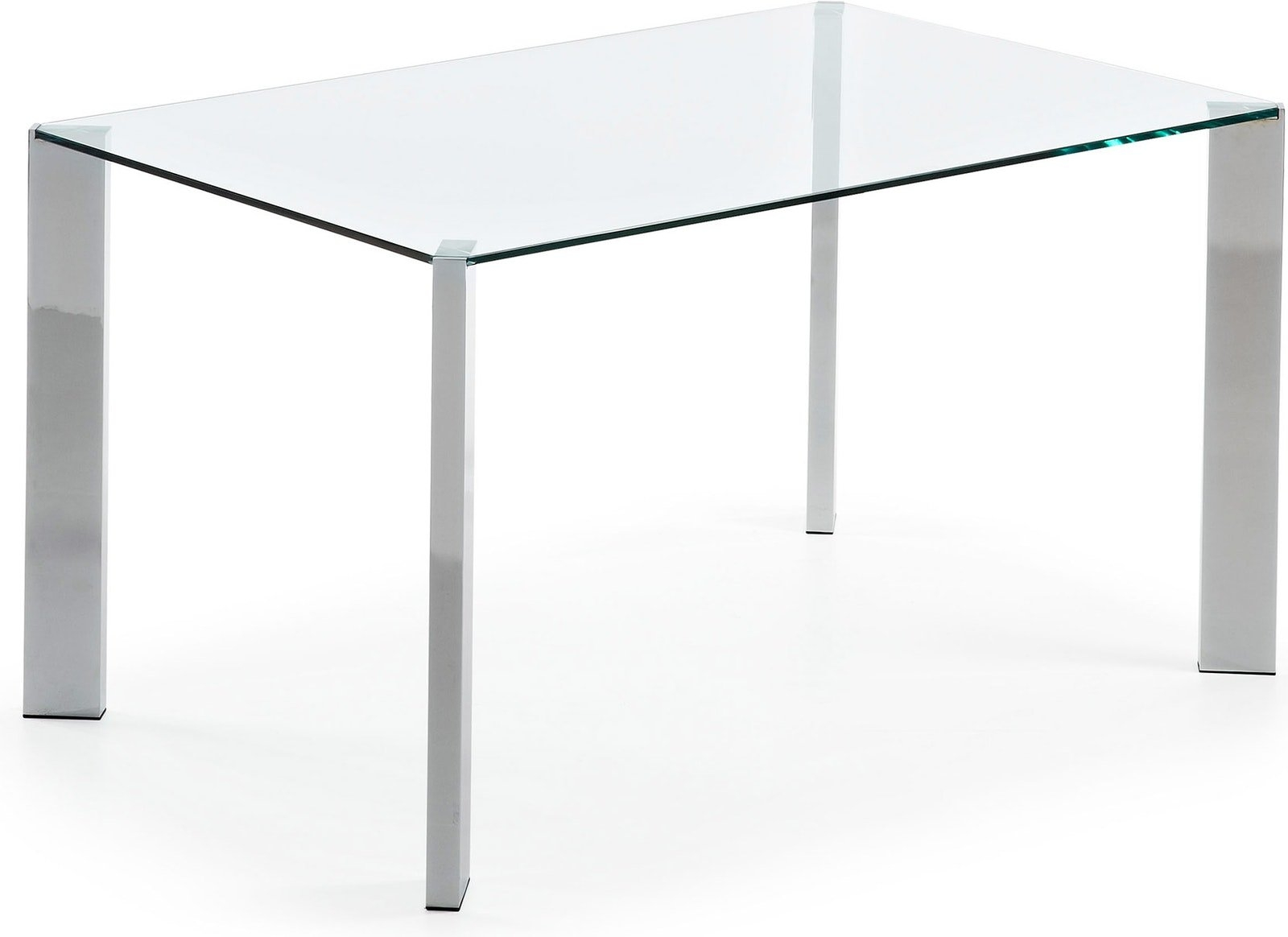 Spisestuebord Kave Home Spot Klart Hærdet Glas Med Forkromede Stålben Moderne Design Plads Til