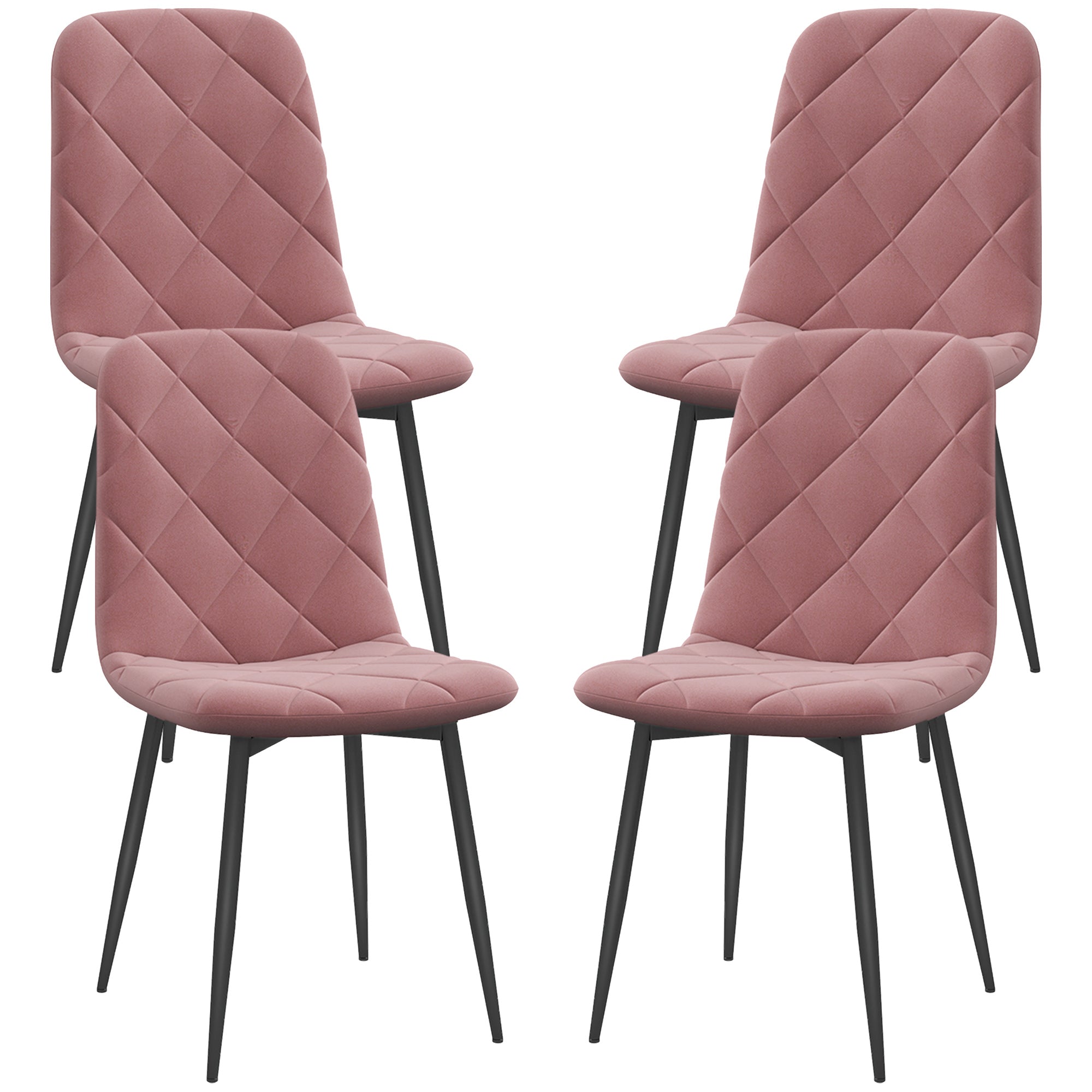 Spisestuestole Sæt Med   Køkkenstole Med Ryglæn  Fløjlslook  Lænestole 45   54   87 Cm Pink