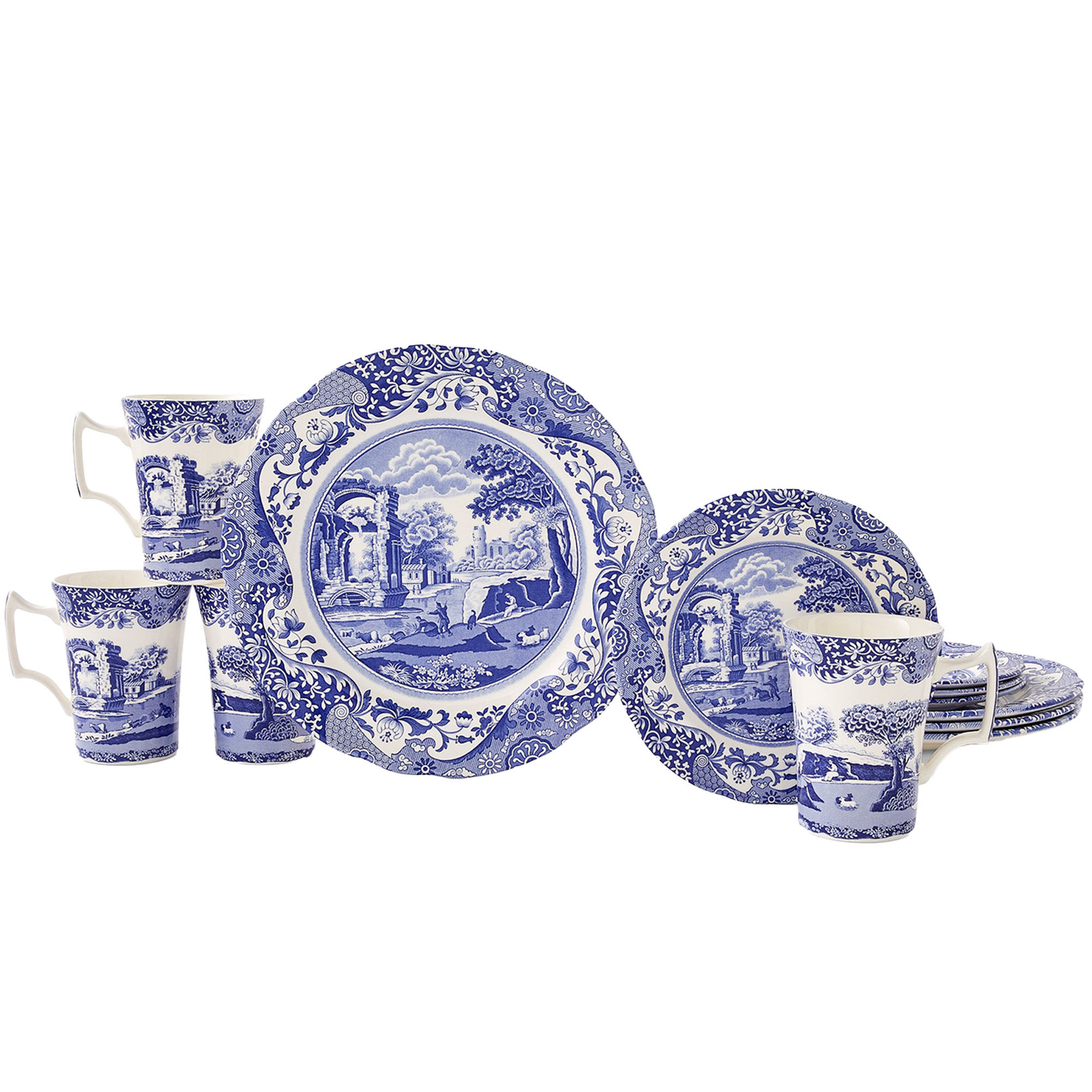 Spode Blue Italian Stel 12 Dele  Blå Hvid