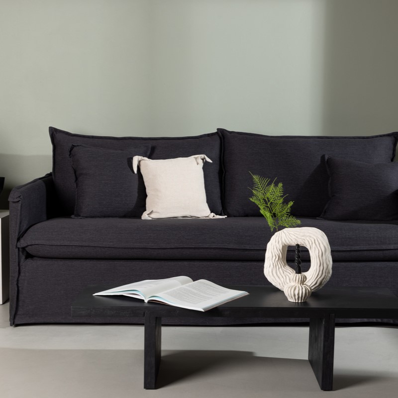 Stella Sofa -personers Med Stof Sort Hør Polyester
