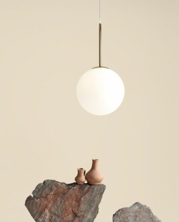 Stick Loftlampe   Guld Og Glas    30 Cm  Kuppel