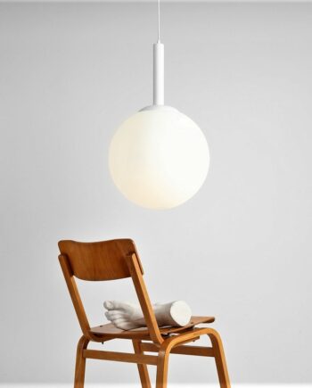 Stick Loftlampe   Hvid Metal Og Glas    40 Cm  Kuppel