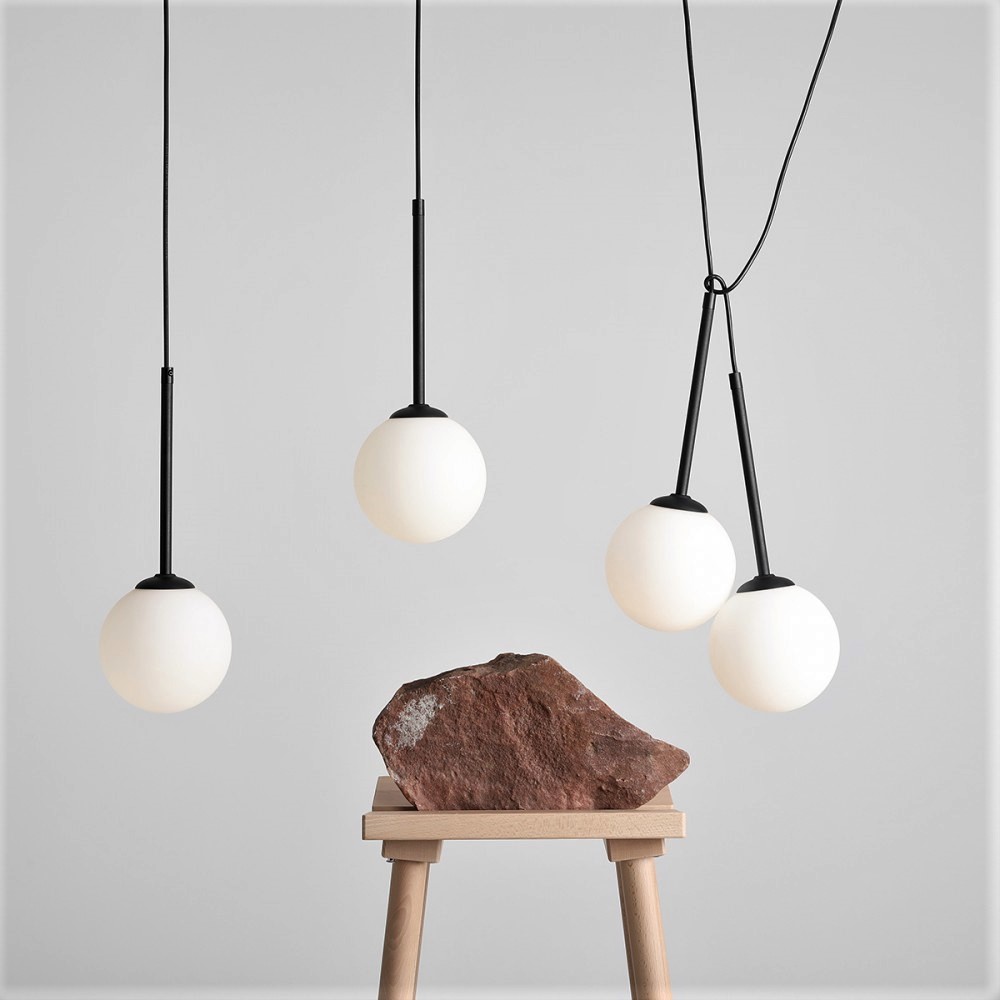 Stick Loftlampe Sort Metal Og Glas Fire 14 Cm Kupler