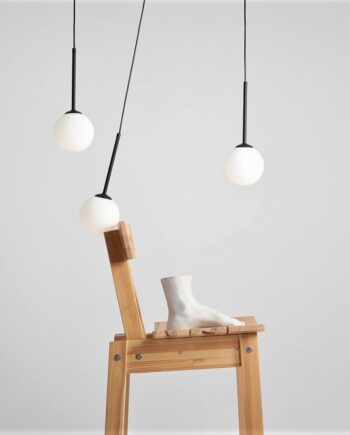 Stick Loftlampe   Sort Metal Og Glas  Tre   14 Cm  Kupler