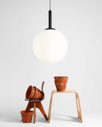 Stick Loftlampe   Sort Og Glas    50 Cm  Kuppel