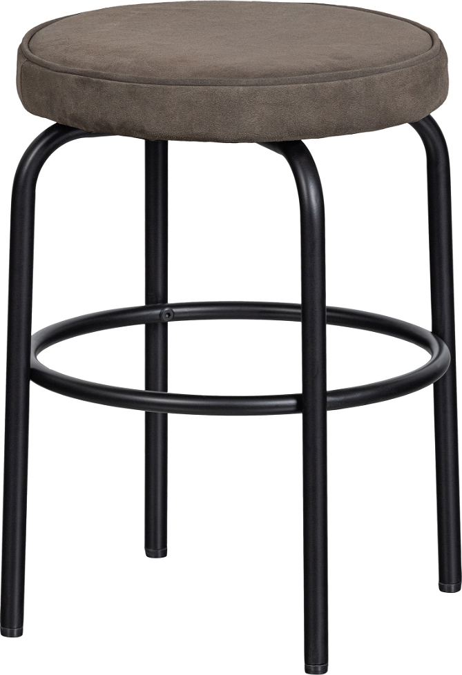 Taburet Skammel Woood Exclusive Tris Sort Brun Mikrofiberlæder Metalstel ø38 H45 Cm