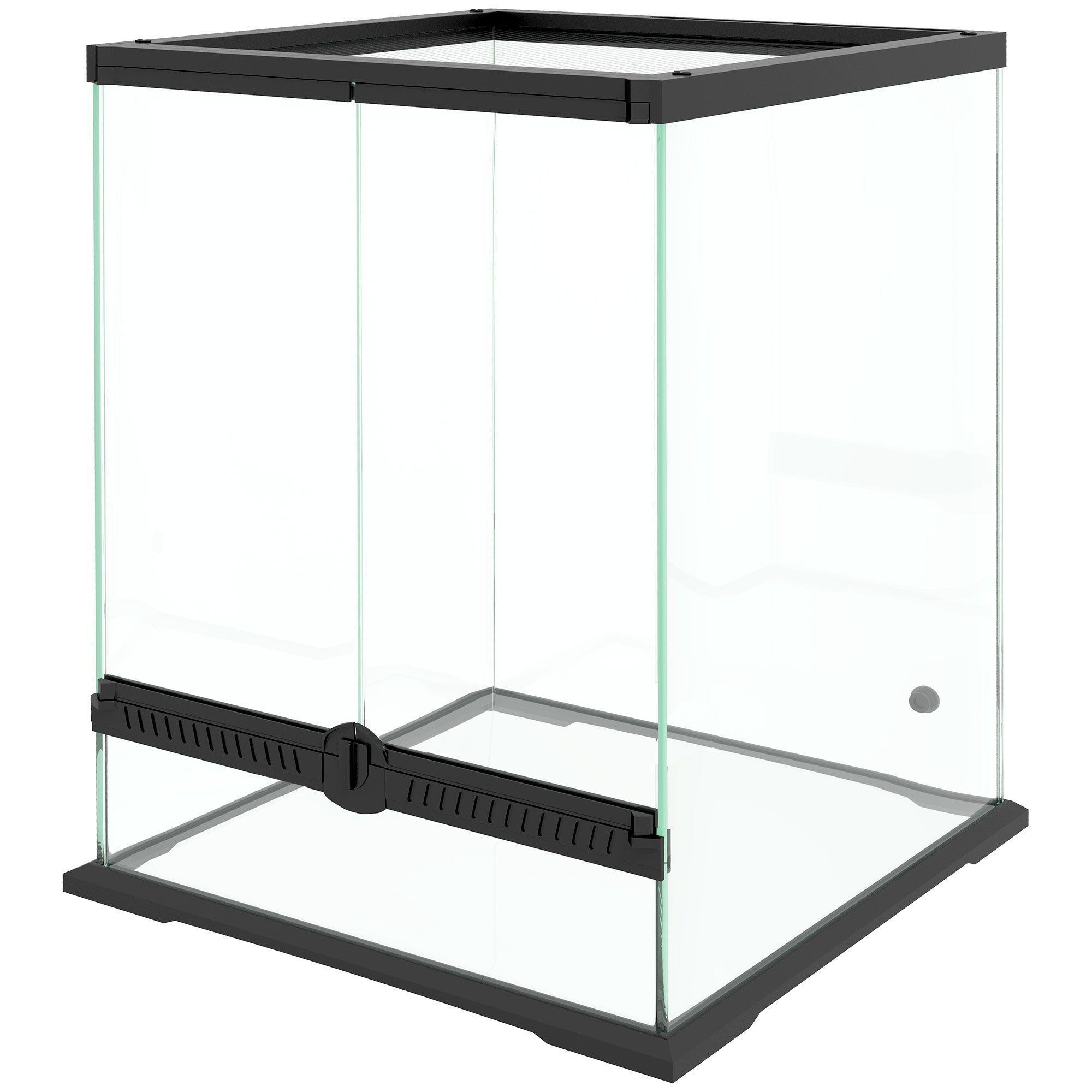 Terrarium Glasindkapsling Aflåselig Kabelhåndtering 45x45x60cm Sort