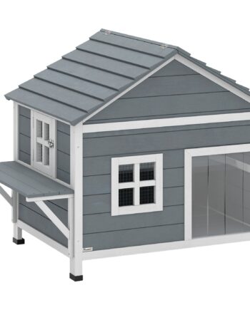 Trækattehus   -etagers Kattehule Med Vandtæt Hængslet Tag  Sideplatform  101x72 5x81 Cm  Grå
