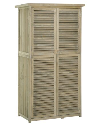 Træskur Med Skrånende Asfalttag  Låste Døre  Vandtæt Og Fri Ventilation  Grå  87   46     160 Cm