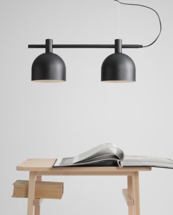 Tudor Loftlampe   Sort Metal Med To Skærme