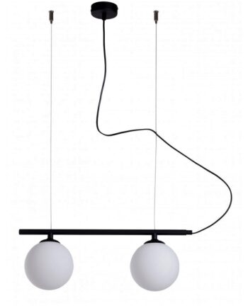 Tudor Loftlampe   Sort Metal Og To Hvide Glaskupler