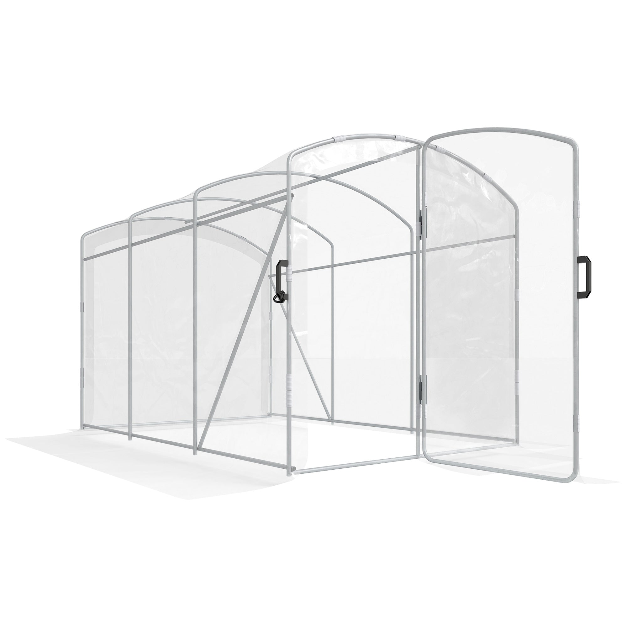 Tunneldrivhus Walk-in Transparent Film Galvaniseret Stålramme