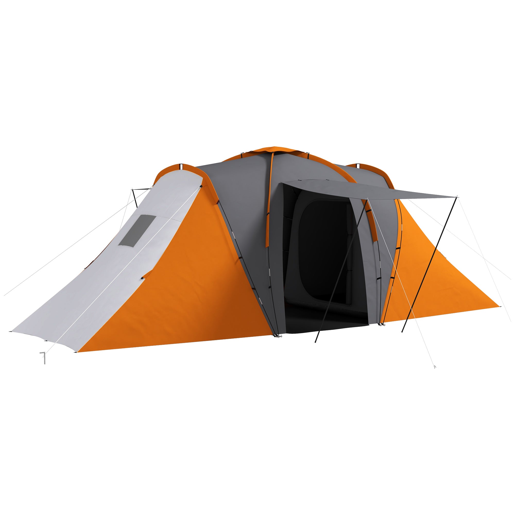 Tunneltelt 2000 Mm Vandafvisende Campingtelt Til - Personer Med Soveværelser Opholdsstue Bæretaske Grå Orange