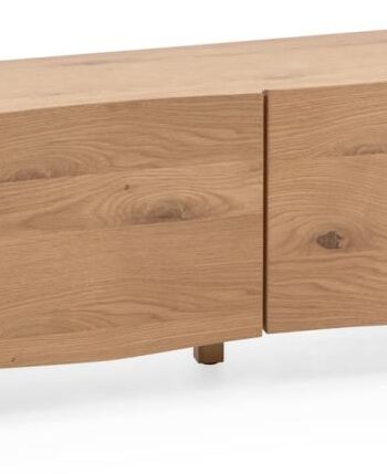 Tv-bord Kave Home Rasha Rustik Natur Egetræsfiner  200x49 Cm    Blødlukkende Døre  Kabelstyring