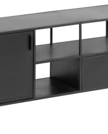 Tv-bord Kave Home Shantay Sort Pulverlakeret Stål H50ã L150ã D35 Cm Industrielt Design