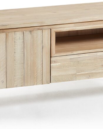 Tv-bord Kave Home Thinh Industrielt Rustikt Massivt Akacietræ Natur Sort Med Opbevaring H53xb125xd45 Cm