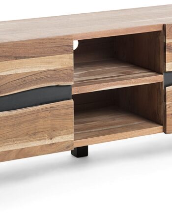 Tv-bord Kave Home Uxia 160x43x65 Cm Massiv Akacietræ Og Sort Metal