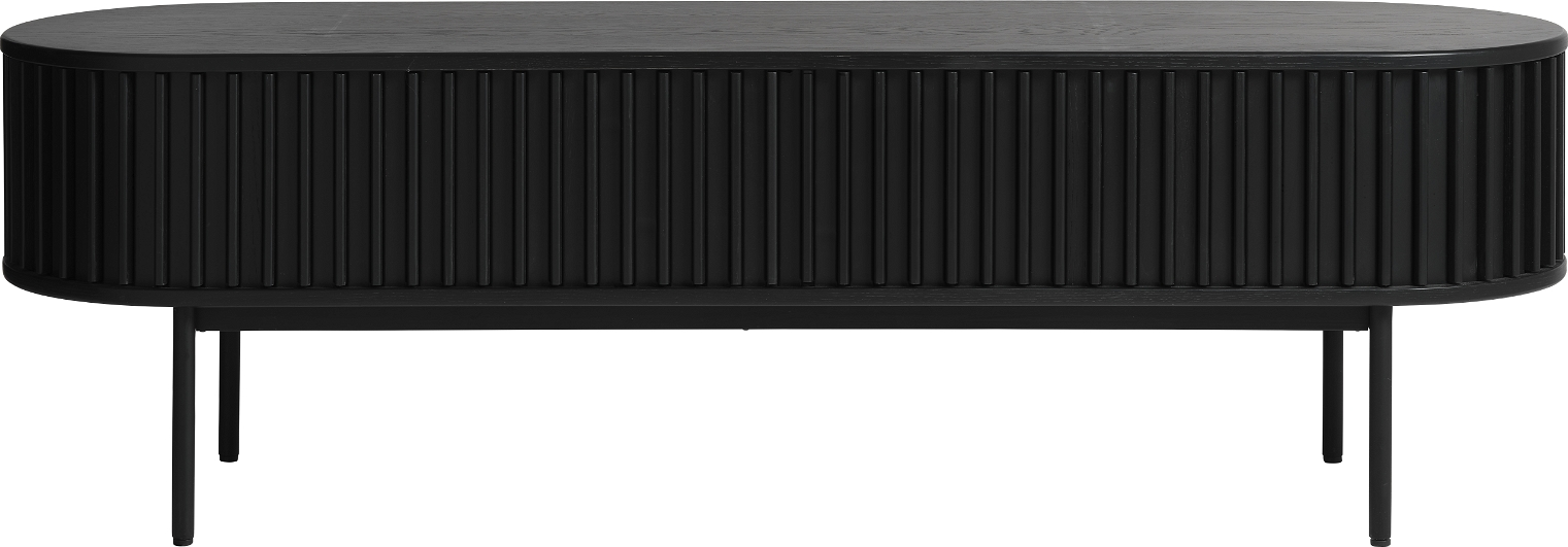 Tv-bord Nordique Design Siena Sort Egetræ Tv-møbel Med Skuffe Hylde 160x48 Cm