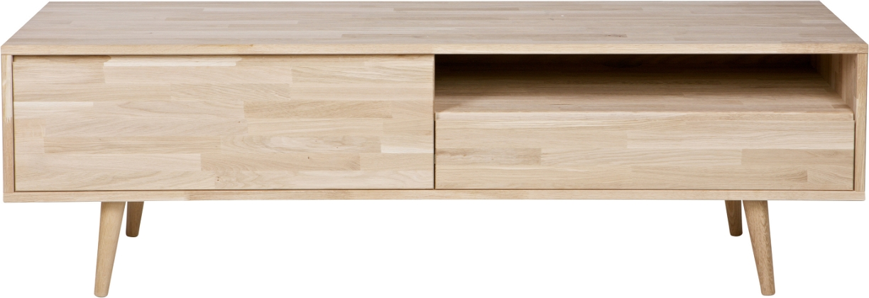 Tv-bord Tv-møbel Woood Tygo Ubehandlet Eg 150x47x44 Cm Med Skuffe Hylde