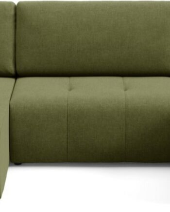 -sofa Maison Vellé Novento Wind 34 Olivengrøn   Stor  -sofa Med   Chaiselonger  Sovefunktion Og Integreret Sengeboks