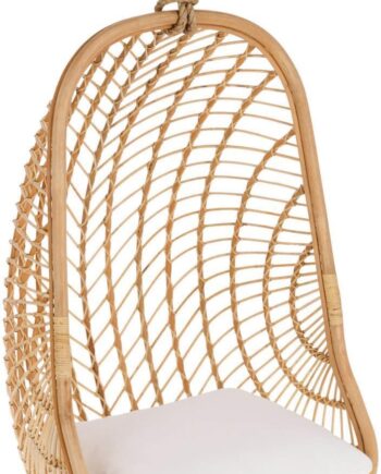 Udendørs Hængestol Kave Home Ekaterina Håndflettet Rattan Natur Hvid Med Skumpolstring