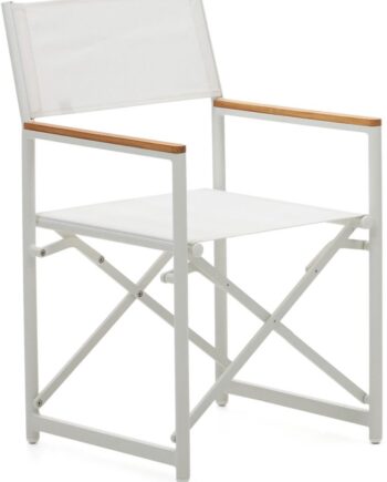 Udendørs Klapstol Kave Home Llado Foldbar   Teak Og Aluminium Hvid Natur