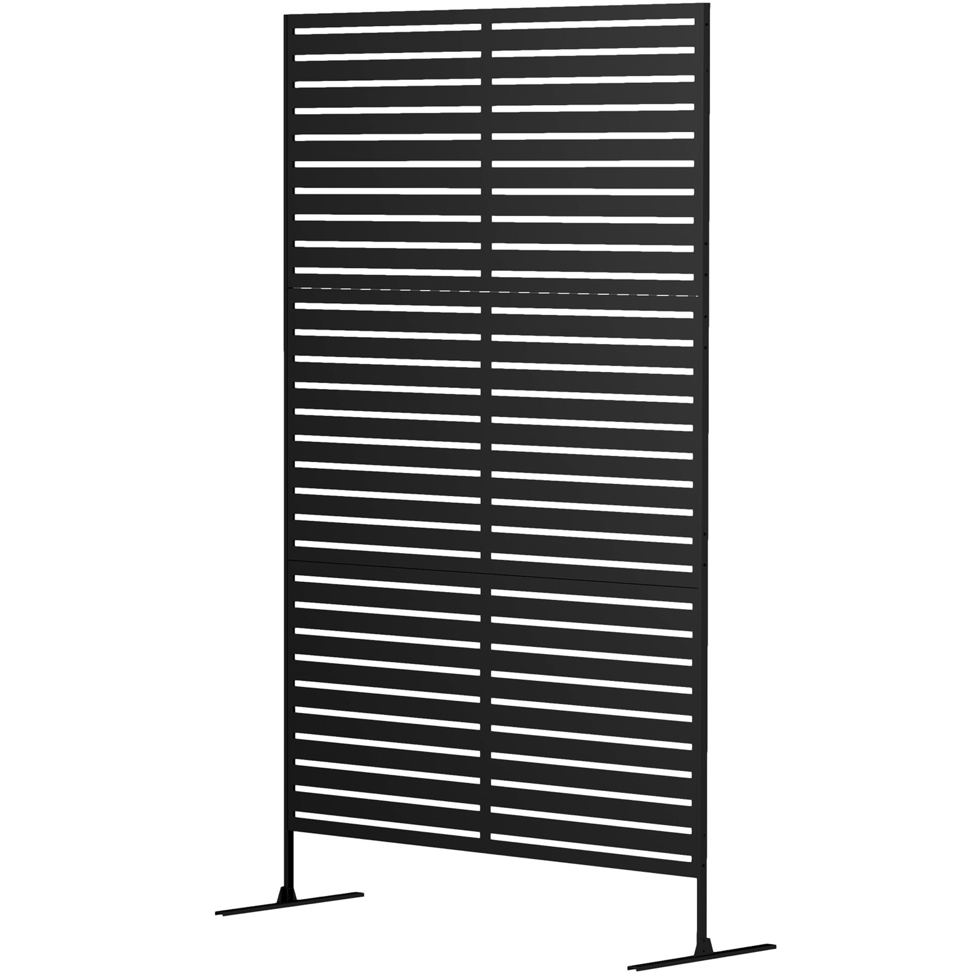 Udendørs Metalrumdeler Lameldesign Dekorativ Rumdeler Til Terrasse Have Balkon Sort