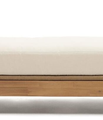 Udendørs Solseng Liggestol Kave Home Catalina Tropisk Design Natur Fsc-certificeret Massiv Akacietræ Håndvævet Polyester Med Aftagelige Betræk