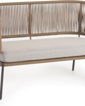 Udendørs  -personers Loungesofa Kave Home Nadin Galvaniseret Stål Og Håndvævet Snor Beige