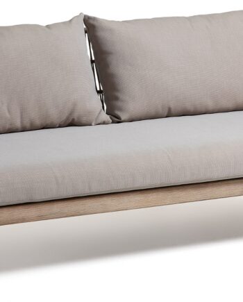 Udendørs  -personers Sofa   Kave Home Belleny   Massivt Eukalyptustræ Med Puder Og Madras  Uv-bestandig Beige Natur Grå