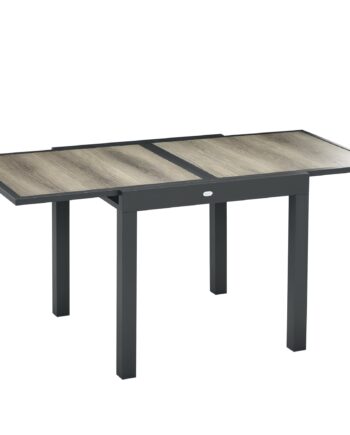 Udtrækkeligt Havebord  Let At Rengøre  Aluminiumsstel  Trælook  160   80   75 Cm