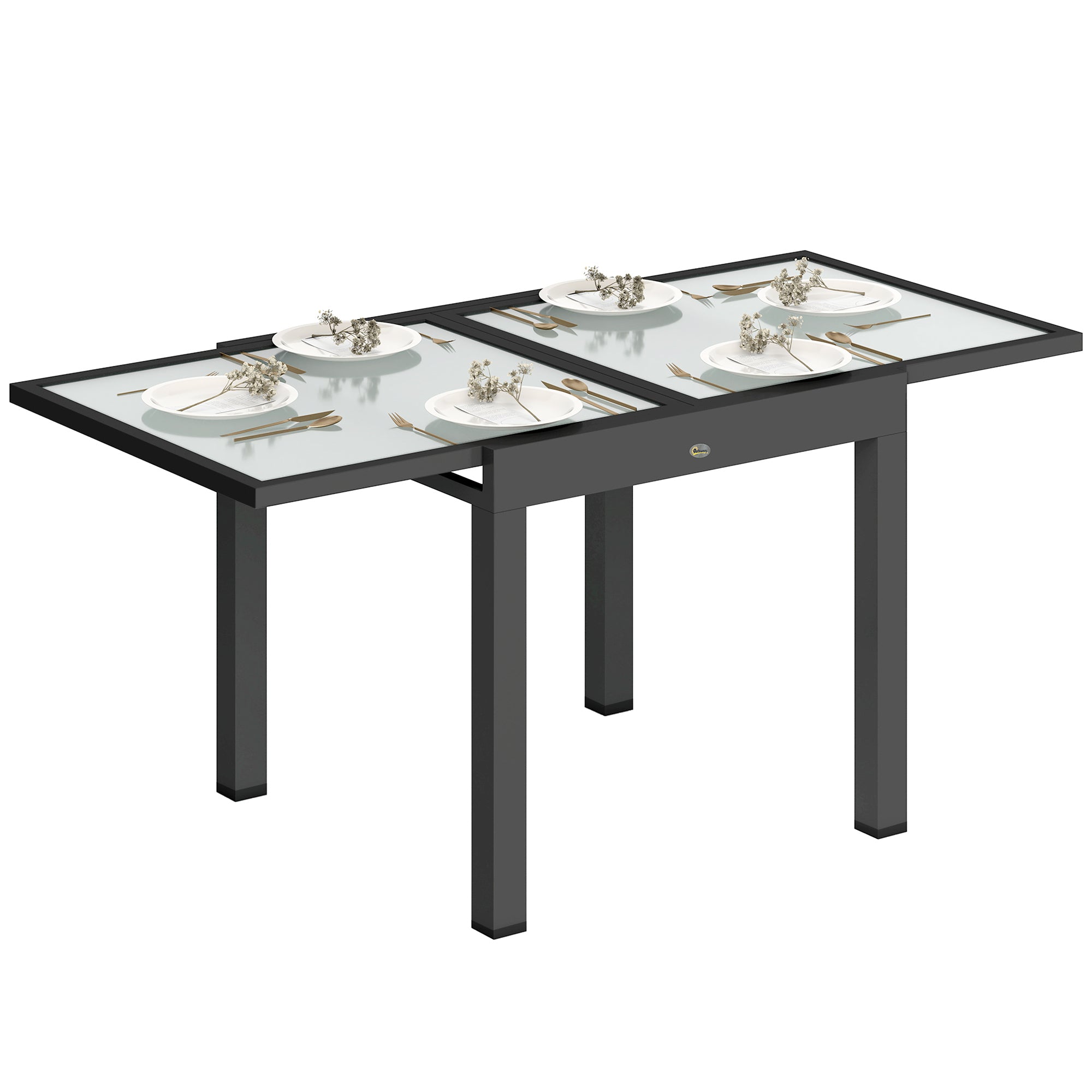 Udtrækkeligt Havebord Udendørsbord Udvideligt Buffetbord Vejrbestandigt 160 Cm 80 Cm 75 Cm Sort