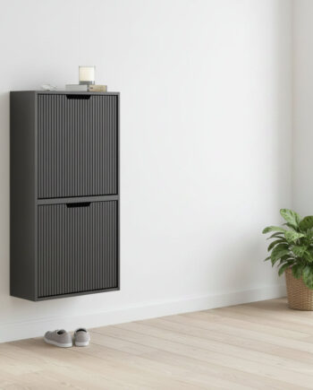 Væghængt Skoskab   Sort   Ekstra Smalt Design Til Små Entréer
