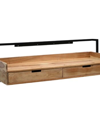 Væghængt Skrivebord 120 Cm   Massivt Akacietræ   Designbord Med   Skuffer