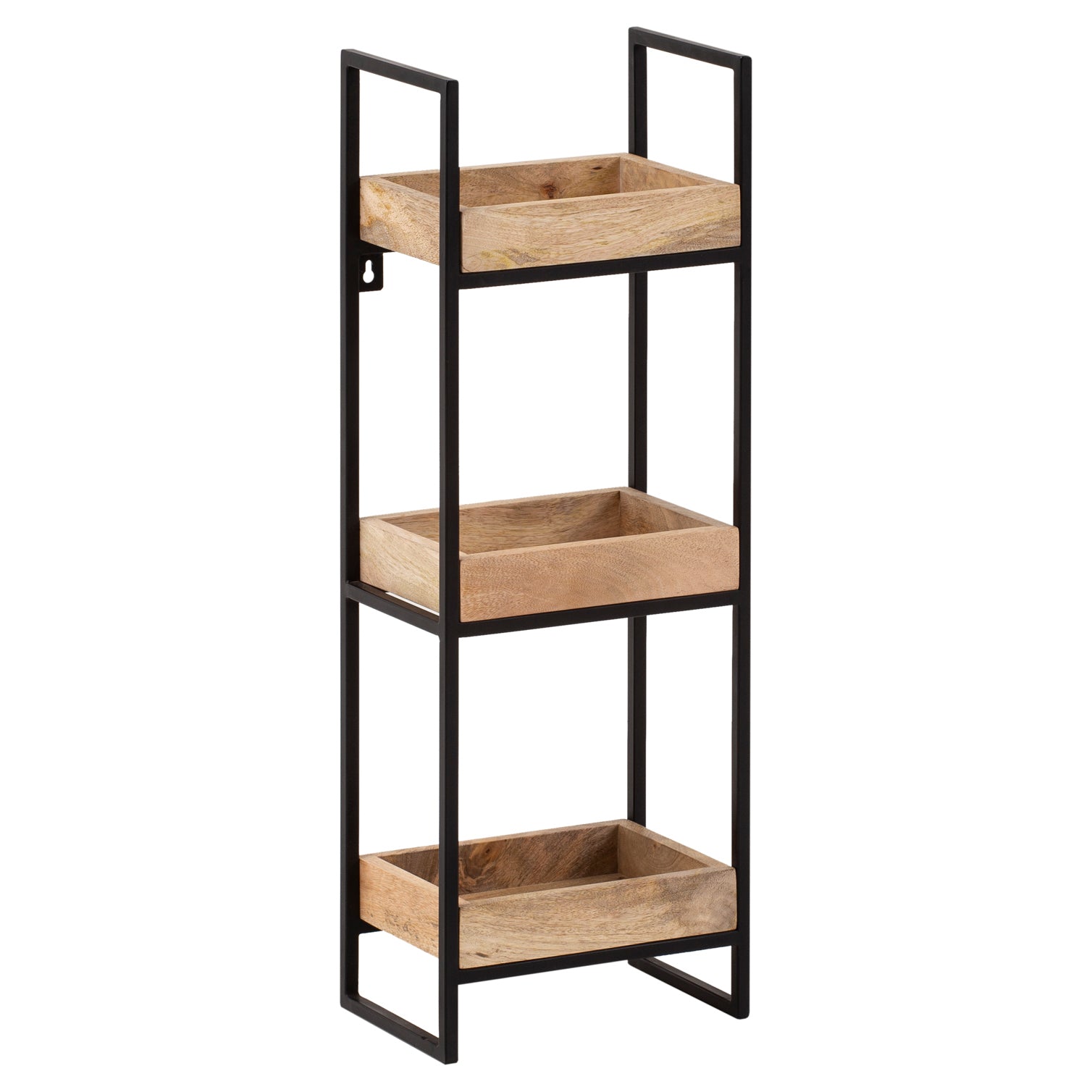 Væghylde 27x77x18 Cm Massivt Mangotræ Metal Industriel Stil Rektangulær Svævehylde Hængehylde Til Stue Vægmonteret Bakkehylde Med Hylder Og Metalramme