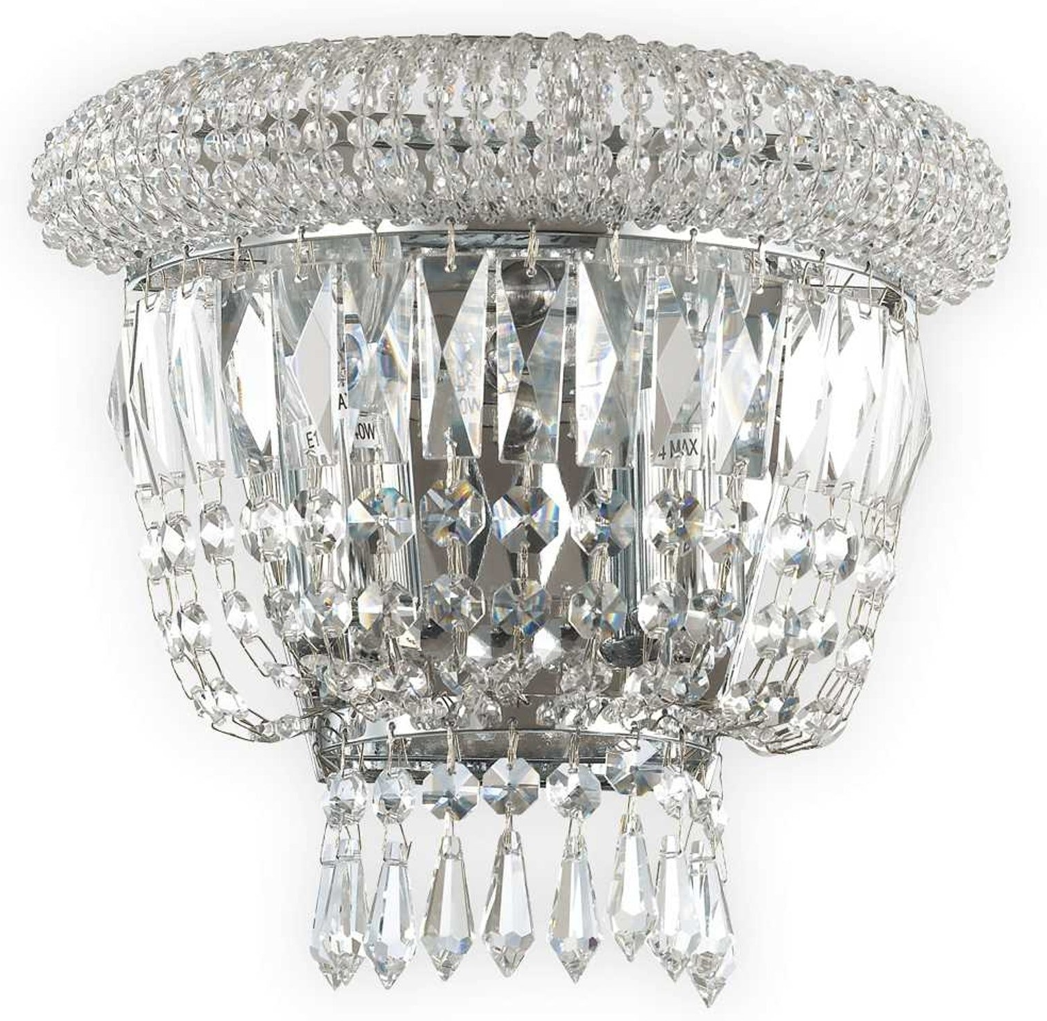 Væglampe Ideal Lux Dubai Krom Med Glasdetaljer 2xe14 Indendørs Ip20