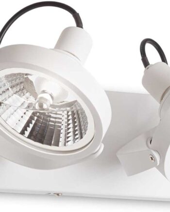 Væglampe Ideal Lux Glim Metal Hvid Med To Justerbare Diffusers D12   H19   L31 Cm Inkl  Gu10 13w 3000k