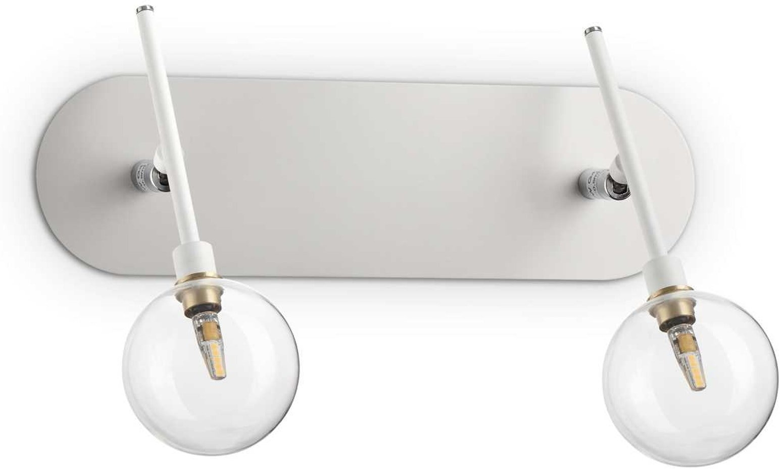 Væglampe Ideal Lux Maracas Hvid Messing Med Klare Glas-skærme L38 H27 B12 Cm Inkl G4 2w Pærer